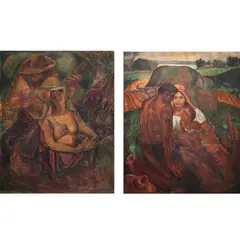 German Icarangal, a) Harana b) Pamilya, a.) oil on masonite board b.) oil on canvas