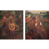 German Icarangal, a) Harana b) Pamilya, a.) oil on masonite board b.) oil on canvas