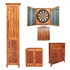 Benji Reyes, a) Side Cabinet (Siklat Series) b) Dartboard Cabinet c) Cabinet d) Siklat Cabinet, a) palo china b) pine wood c) pine wood d) palo china