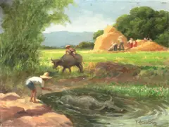 Fernando Amorsolo, Siesta Hour, oil on canvas