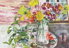 1821 (Still Life) by Lino Severino, watercolr on paper, sold May 2020