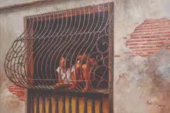 Andy Cubi, Terrace, watercolor on paper