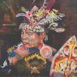 Lou Cabrera, Dayak Tribe Warrior (of West Kalimtan), oil on canvas