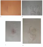 Danilo Garcia, a) Takip-Silim No. 4  b) Lumang Abubut  c) Untitled d) Mag-Ina No. 6, graphite and colored pencil on paper