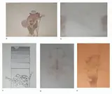 Danilo Garcia, a) Man with Guitar b) Takip-Silim No. 2  c) Untitled  d) Takip-Silim No. 5  e) Untitled, graphite and colored pencil on paper