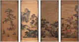 Unidentified artist, Four Hand-Painted Chinese Scrolls with Calligraphy
