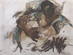 Salvador Cabrera, Musician, oil on canvas