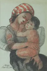 José T. Joya, Mother and Child, pastel
