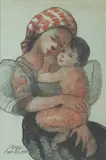 Mother and Child by José T. Joya, pastel, sold Mar 2020