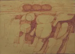Abstract by José T. Joya, pen and ink on paper, sold Mar 2020