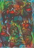Pista ng Kalabaw by Manuel Baldemor, enamel on glass, sold Mar 2020