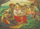 Nemi Miranda, Corn Harvest, oil on canvas
