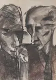 Onib Olmedo 1979, Two Men, pastel on paper