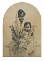 Nestor Leynes, Mother and Child, graphite and watercolor on paper
