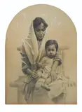 Nestor Leynes, Mother and Child, graphite and watercolor on paper