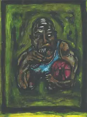 Untitled by Dansoy Coquilla, oil on paper, sold Mar 2020
