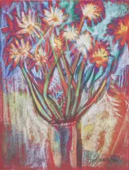 Still Life by Onib Olmedo, pastel on felt paper, sold Mar 2020