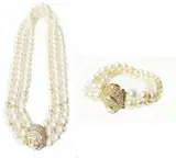 Untitled by A Cultured Pearl and Diamond Necklace and Bracelet, sold Mar 2020