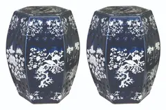 Two Blue and White Drumstools, Untitled, porcelain