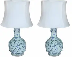Untitled by Two Blue and White Jar Table Lamps, porcelain, sold Mar 2020
