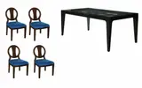 Untitled by A Glass Top Dining Table and Set of Four Dining Ch, hardwood and upholstery, sold Mar 2020