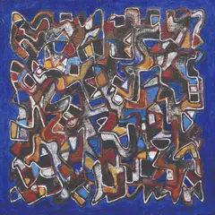 Alfonso Recto, Composition in Blue, oil and acrylic on canvas