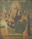 A Russian Icon, Jesus Heals the Sick, oil on canvas