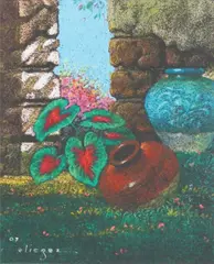 Eliezer Dimaculangan, Garden Landscape, pastel on paper