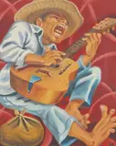 Max Adlao, Gitarista, oil on canvas