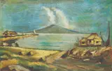 M. Serrano, Sea and Mountain, oil on masonite board
