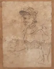Portrait of a Lady (boceto) by Juan Luna, graphite on paper, sold Jan 2020