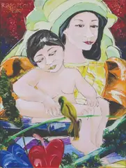Mother and Child by Ramon Doplon, oil on canvas, sold Jan 2020