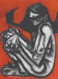 E. De Leon, Seated Figure, pastel on paper
