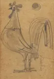 Hugo Yonzon, Rooster, graphite on paper