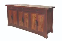 Benji Reyes b. 1958, Piyesta (Credenza - Buffet Table), 1 piece solid top dao door panels: ipil handles: kamagong drawers: dao face: saplungan shelf: ipil