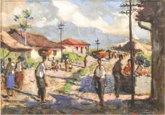 Untitled by Isidro Ancheta, oil on board, sold Oct 2019