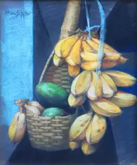 Bananas by Marcino Bautista, pastel on paper, sold Oct 2019
