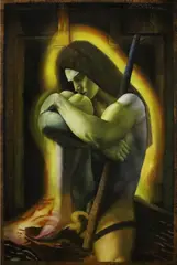 Untitled by Ricardo “Gerri” Duenas, oil on wood, sold Oct 2019