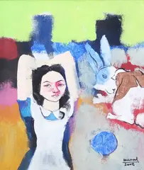 Down The Rabbit Hole by Marcel Antonio, acrylic on canvas, sold Jul 2019