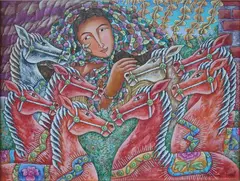 Untitled by Mario Parial, oil on canvas, sold Jul 2019