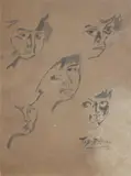 Mexico Face Studies by Romeo Tabuena, watercolor on paper, sold Apr 2019