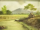 Pedro Amorsolo, Landscape, oil on canvas