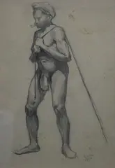 Untitled (Man) by Juan Luna, pencil on paper, sold Apr 2019