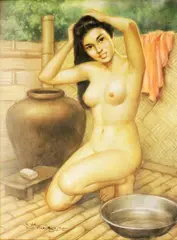 Untitled by Cesar Amorsolo, pastel on paper, sold Apr 2019