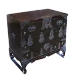 Chinese side table, Untitled, most probably Elmwood with brass appliques