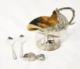 Silver sugar container with two teaspoon, Untitled