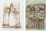 a.) Untitled b.) Mother and Child by Mauro Malang Santos, a) charcoal on paper b) charcoal on paper, sold Jan 2019