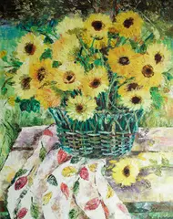 Fatima Belleza, Sunflowers I, oil on canvas