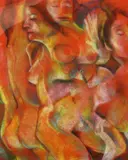 Untitled by Onib Olmedo, oil pastel on felt paper, sold Jan 2019