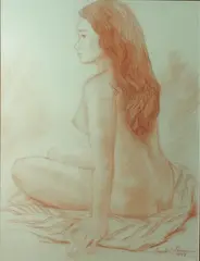 Araceli Dans, A Nude Study, charcoal on paper